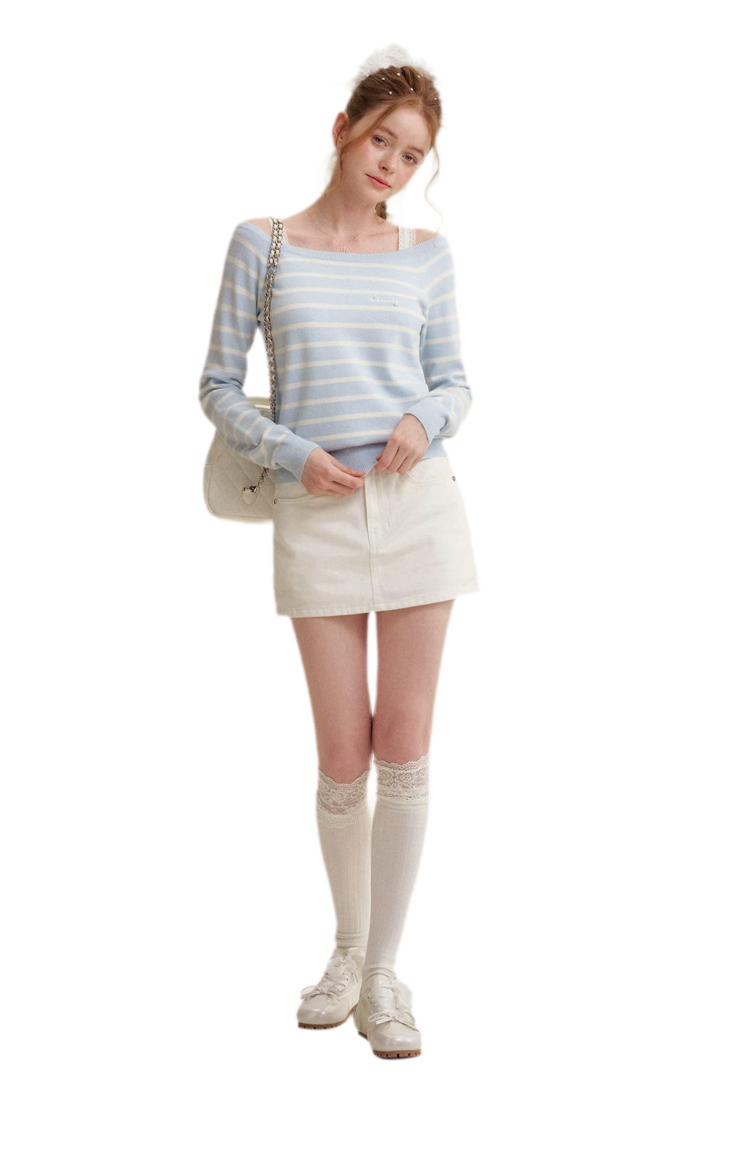 Bow A-Line Denim Skirt