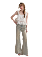Five-Petal Sequin Flare Jeans