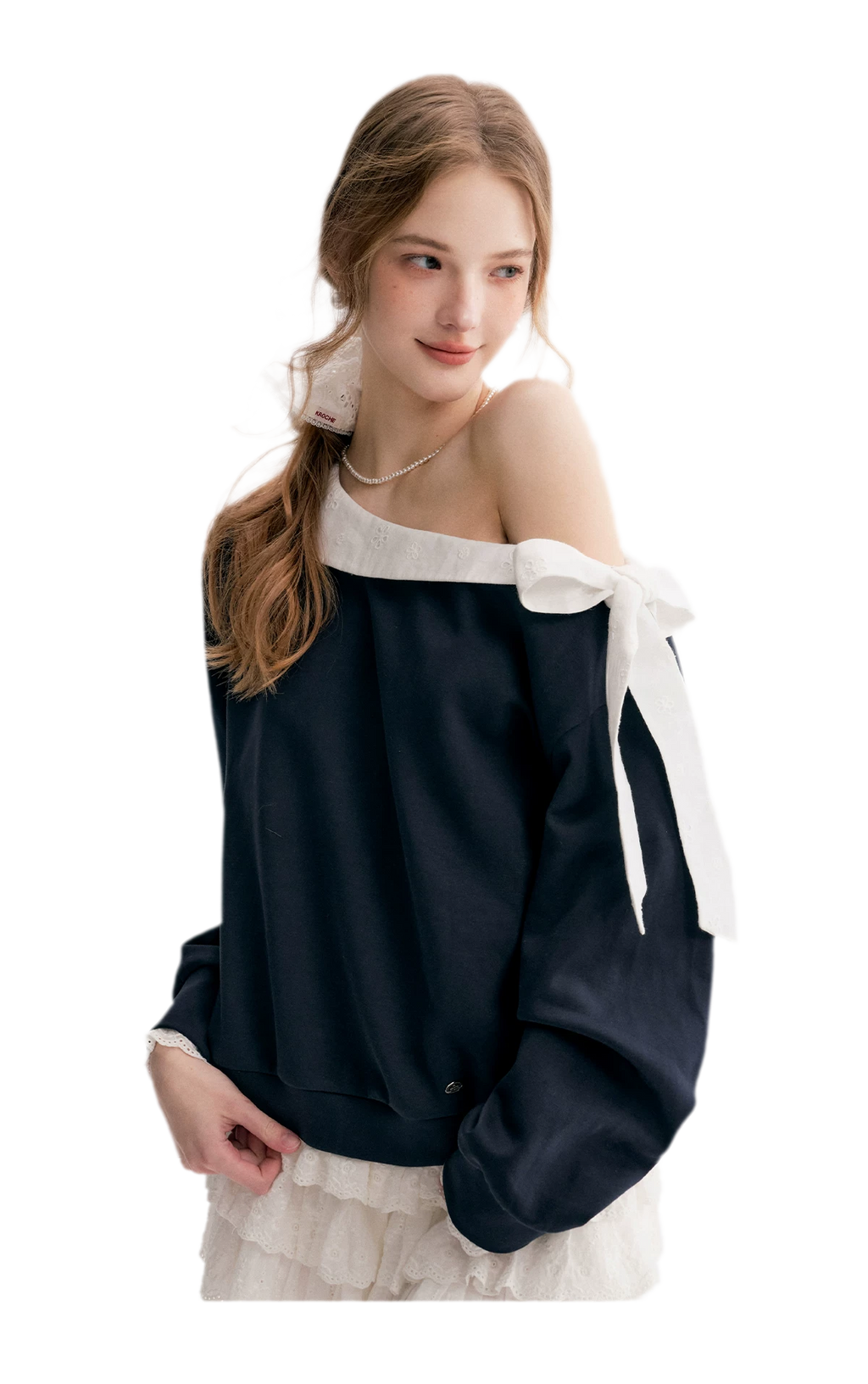 Balletcore Lace Collar Sweatshirt