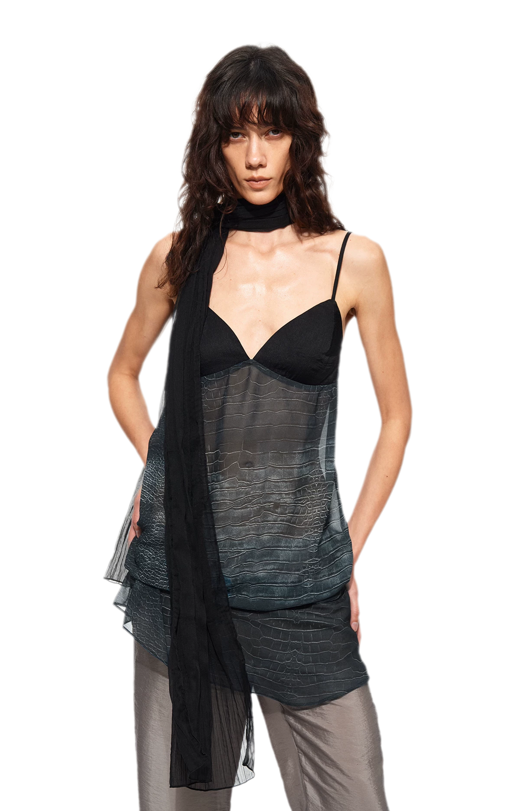 Sheer Satin Snake Camisole