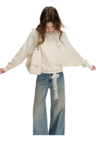 Lace-Trimmed Wide-Leg Denim Pants