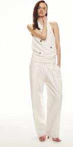 Minimalist Draped Neck Hand-Sewn Lens Halter Top