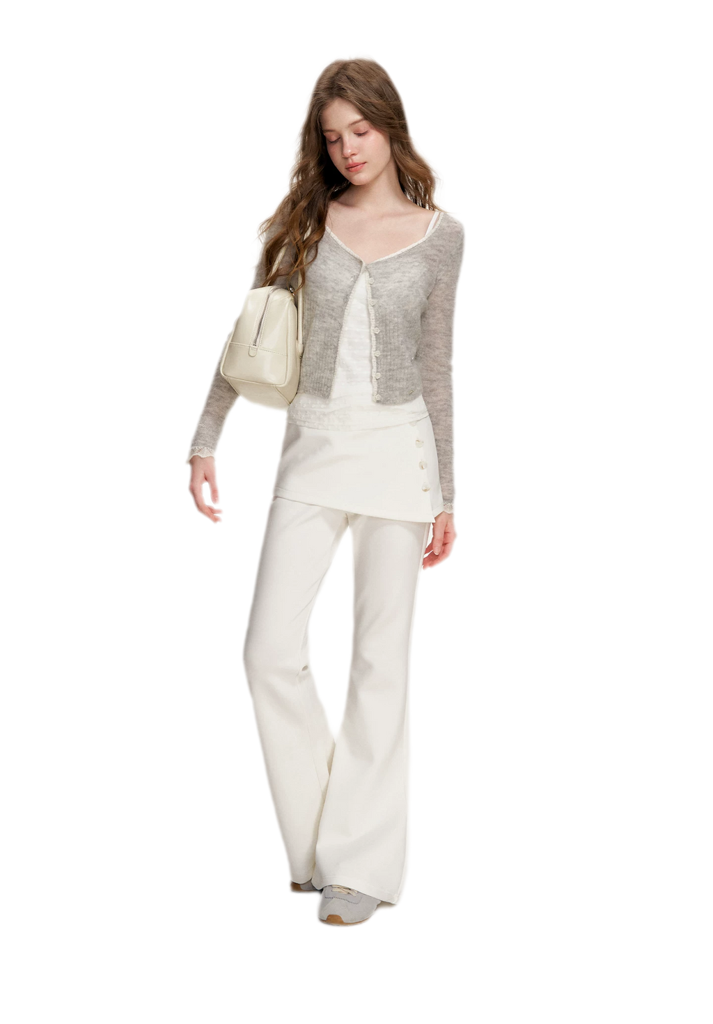 Alpaca Trim Cropped Cardigan