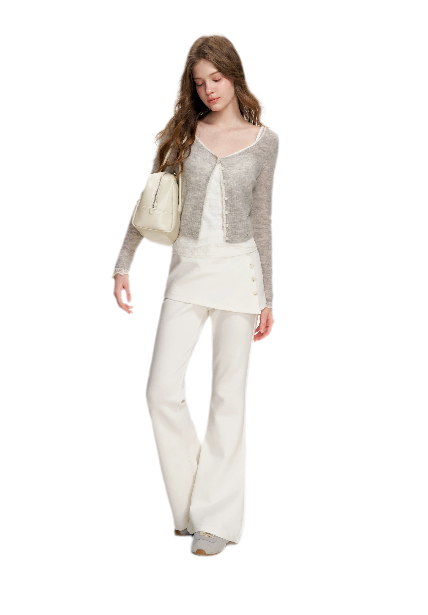 Alpaca Trim Cropped Cardigan