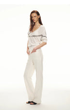 Classic Off-White Slim Straight Trousers
