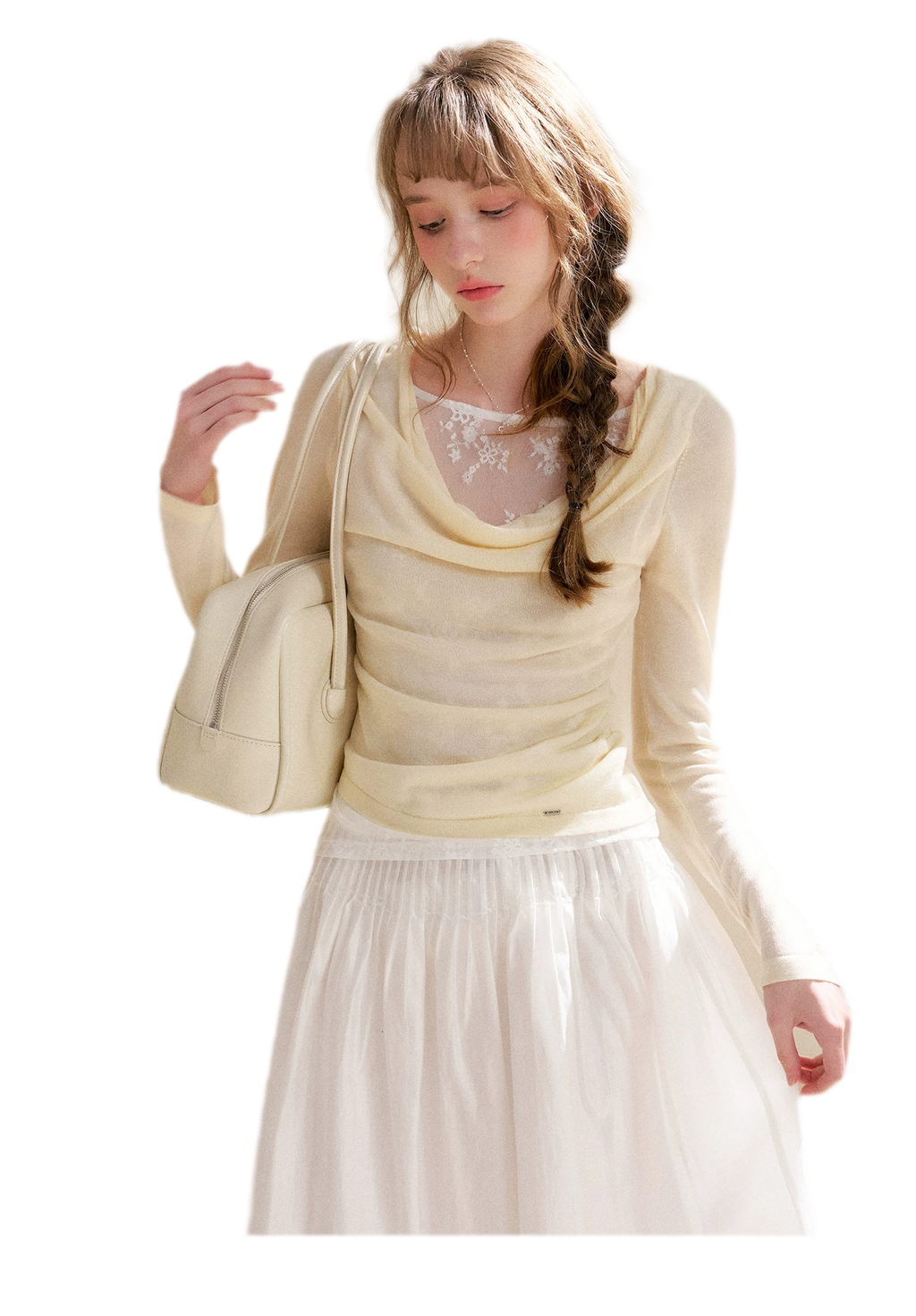 Lyocell Lace Pleated Skirt