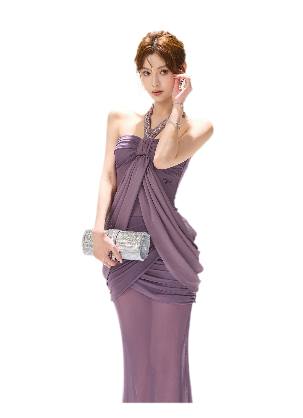 Mist Purple Mesh Fishtail Skirt