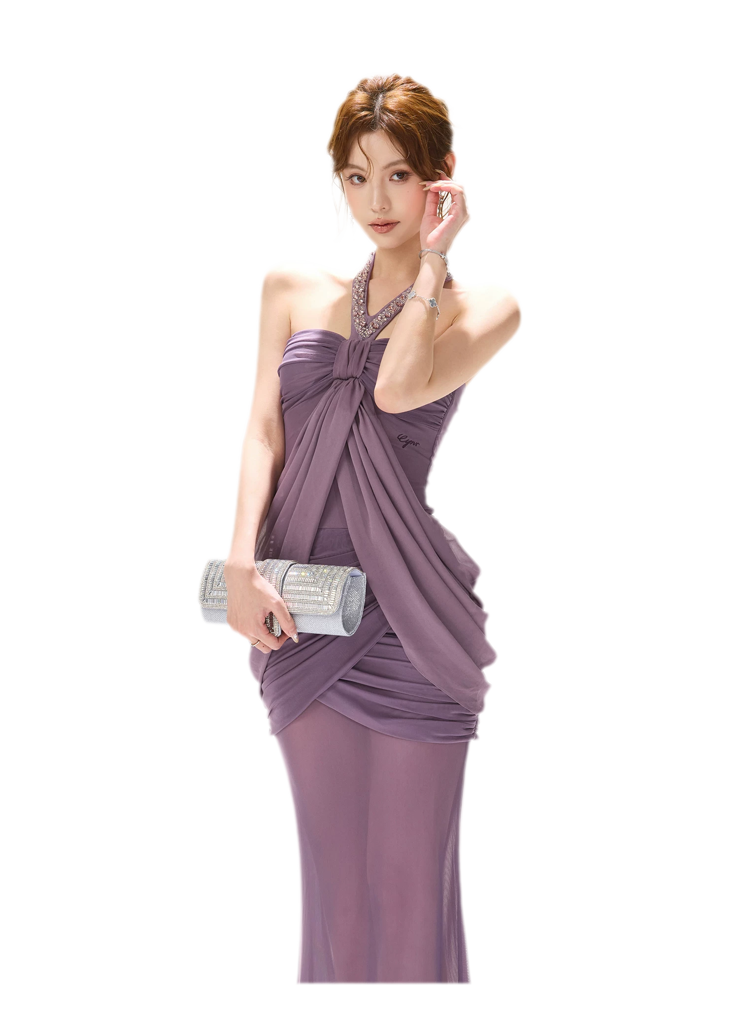 Mist Purple Mesh Fishtail Skirt