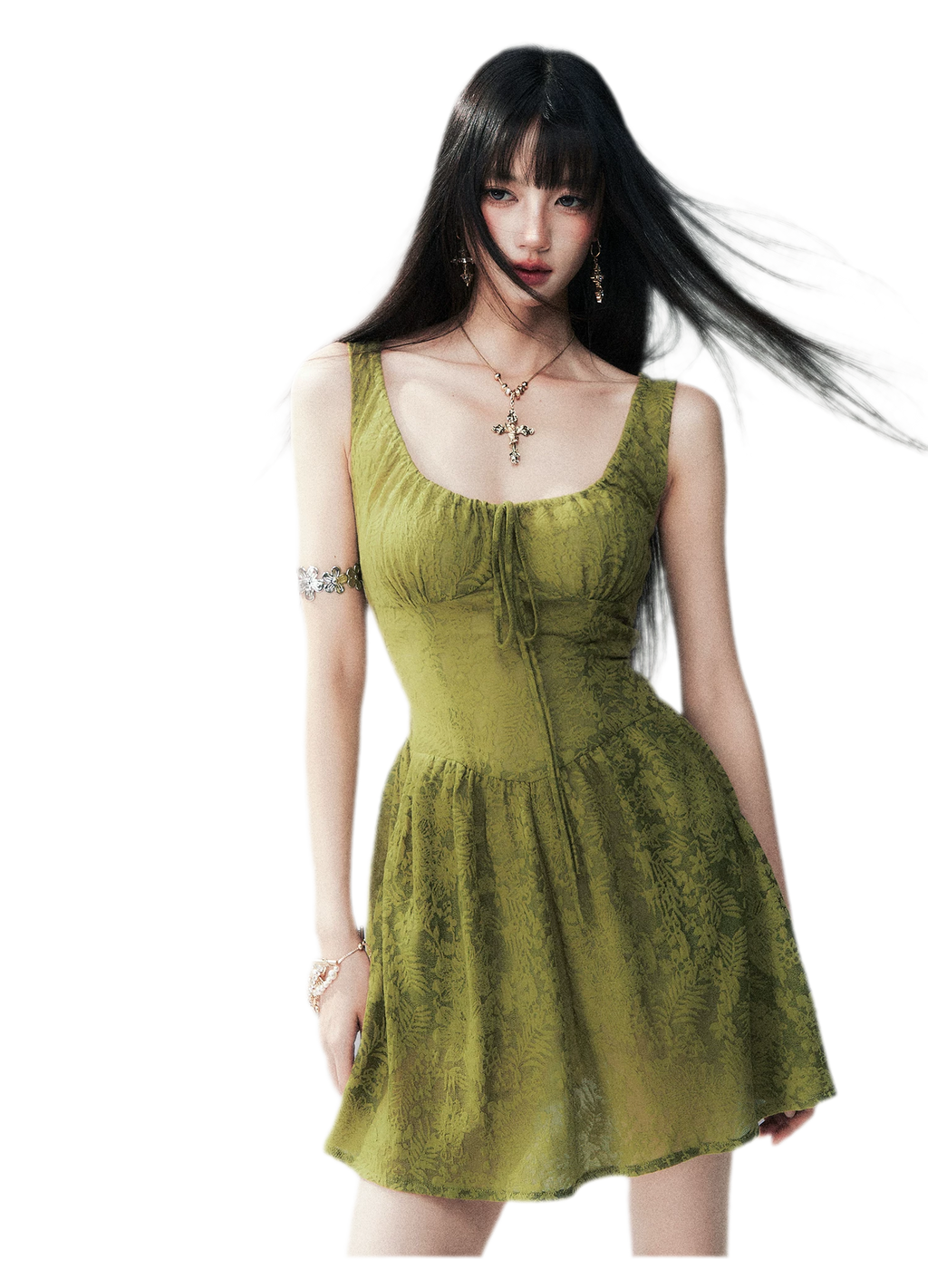 Moss Lace Waist Dress
