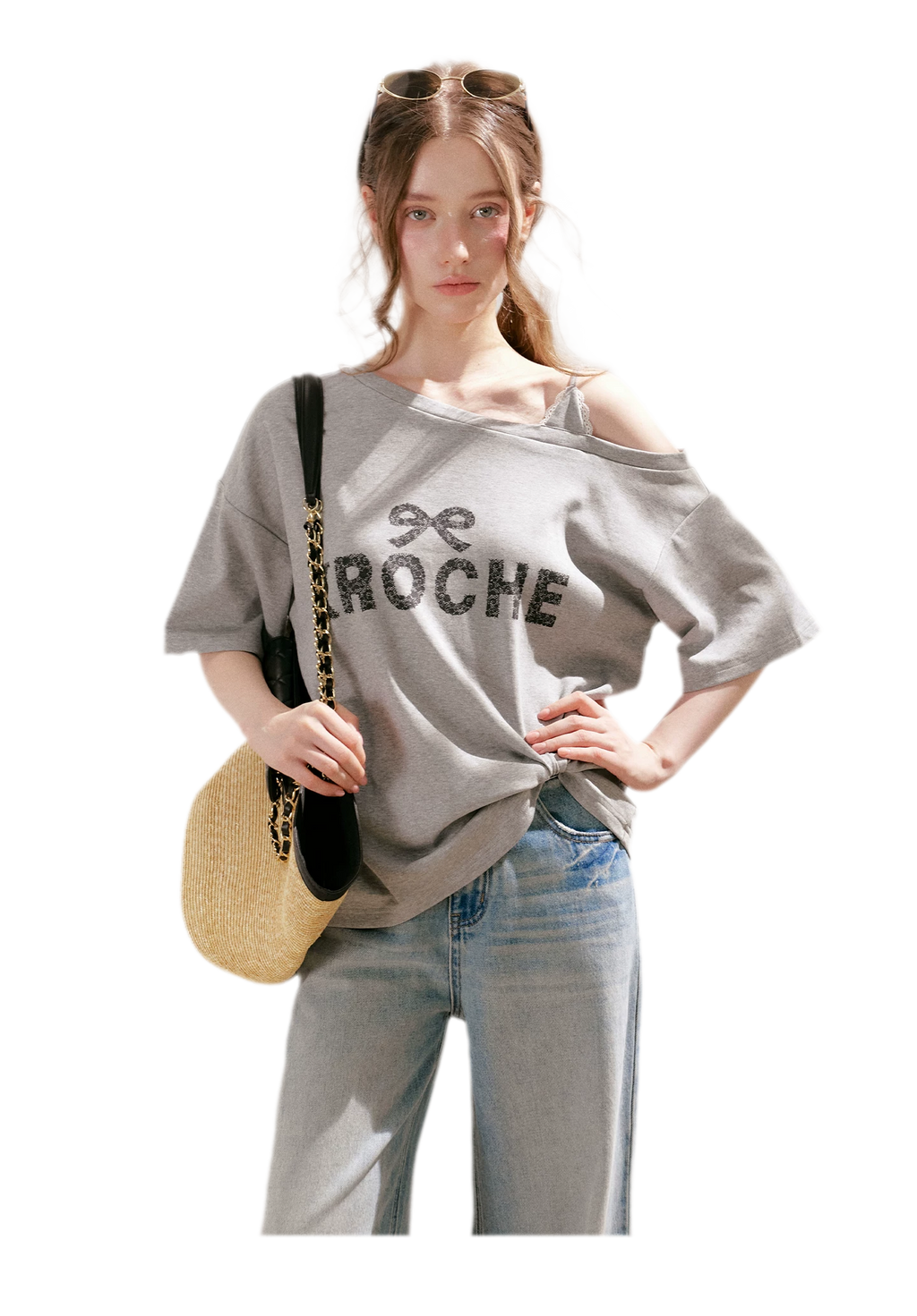 Off-Shoulder Logo T-Shirt