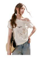 Tencel Lace Puppy Print T-Shirt