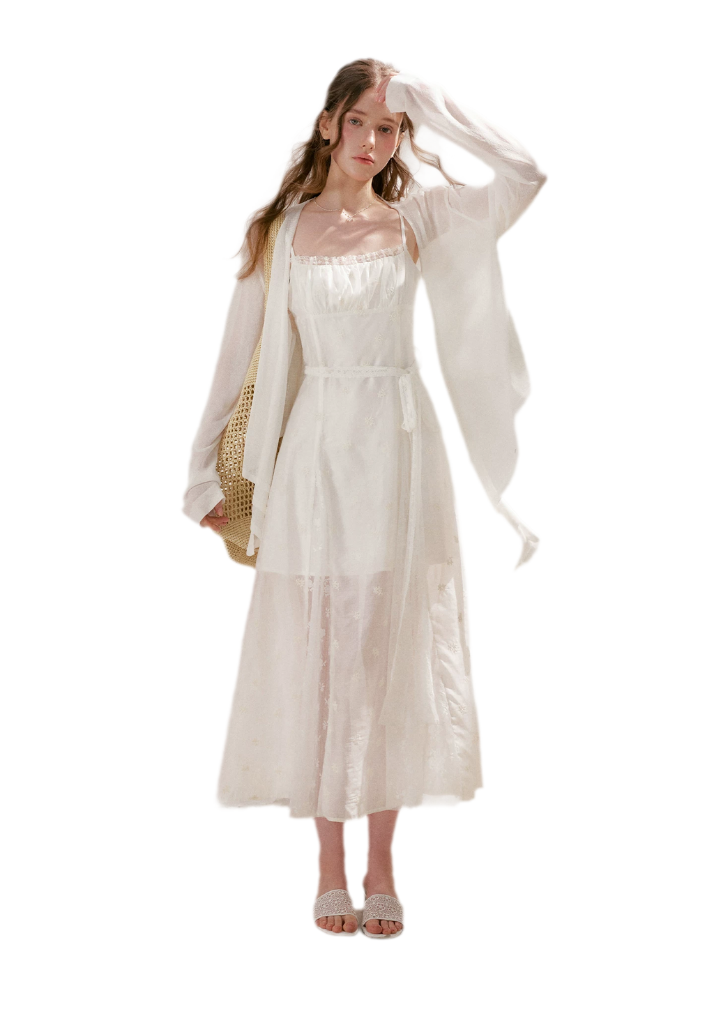 French Embroidered A-line Dress