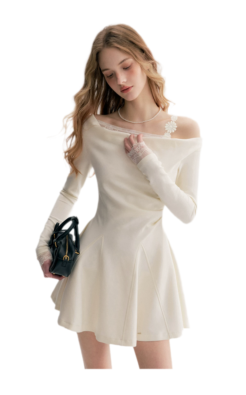 Daisy Lace One-Shoulder Dress
