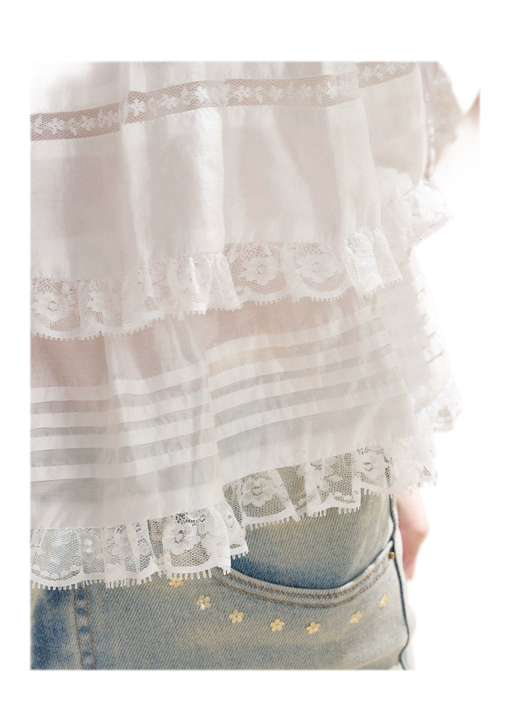 Five-Petal Sequin Flare Jeans