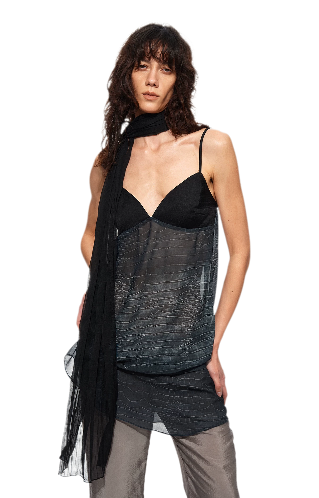 Sheer Satin Snake Camisole