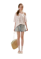 Shiny Denim A-line Skirt