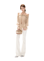 Crinkled Chiffon Beaded Blouse