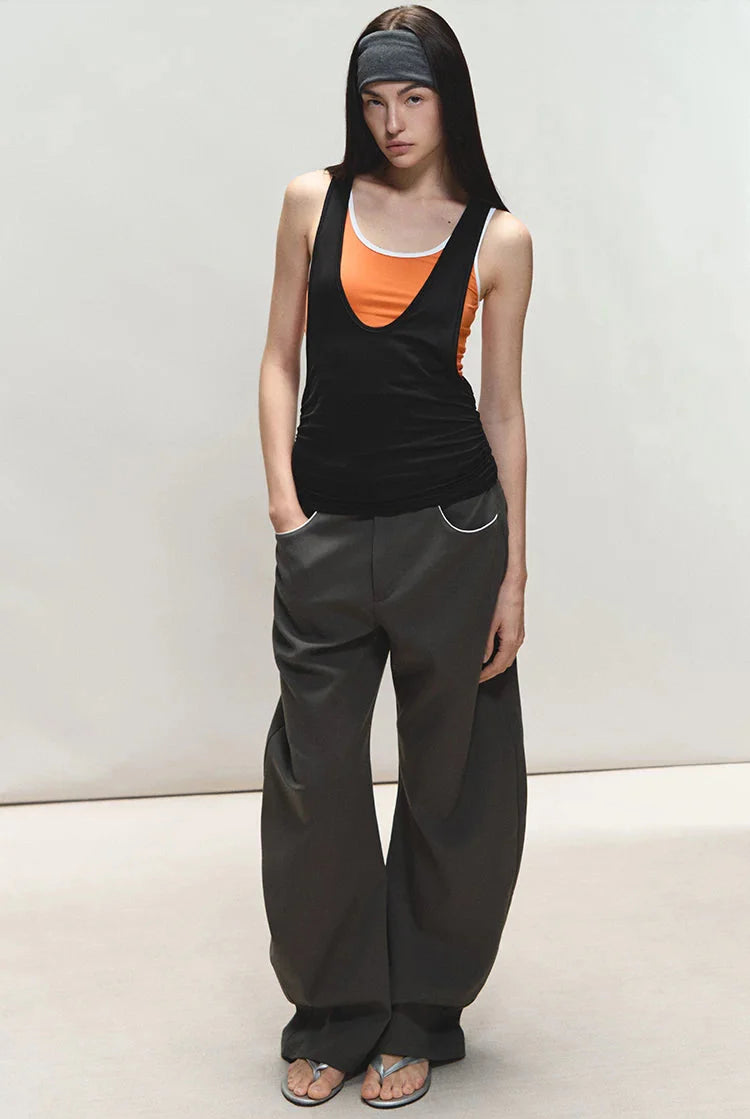 Relaxed Fit Sculpted Wide-Leg Pants