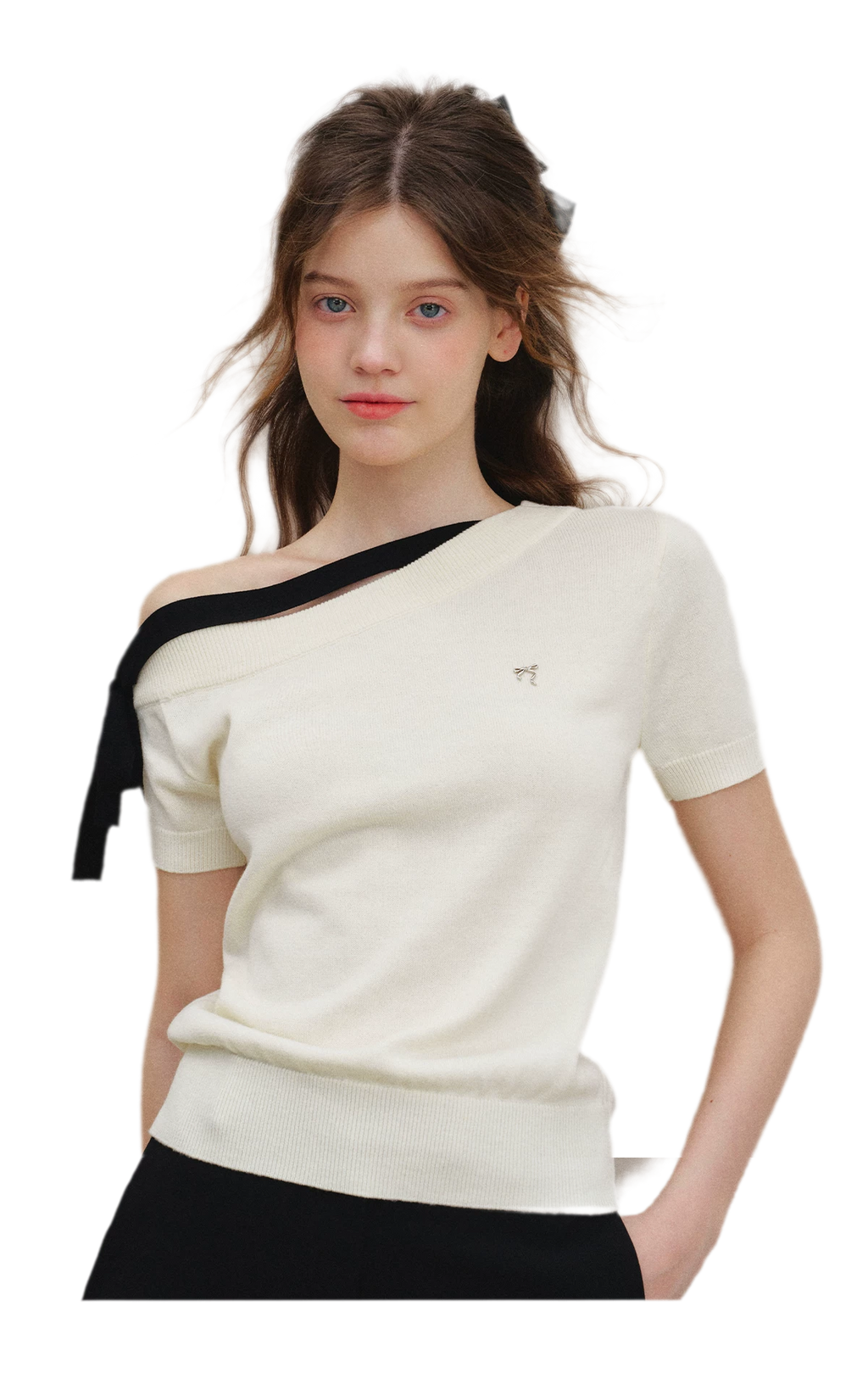 Wool Blend Bow Knit Tee