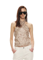 Sheer Matte Leopard Print Sleeveless Chiffon Top