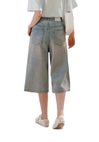 Rhinestone Floral Denim Culottes
