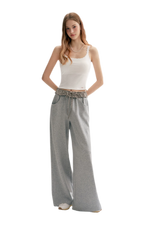 Contrast Plaid Wide Sweatpants