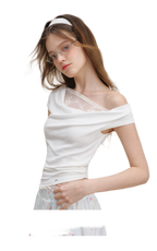Asymmetric Lace Short Sleeve T-Shirt