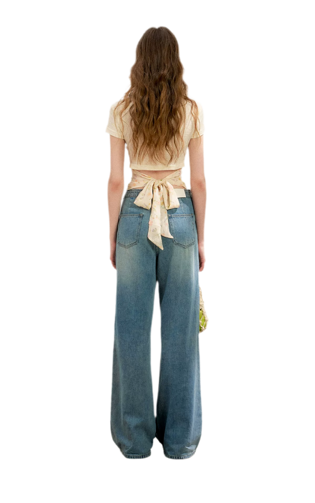 Soft Cotton Wide-Leg Jeans with Bow Detail