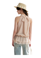 Chiffon Lace Halter V-Neck Blouse