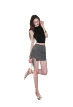 Grey Tie Low-Rise Skort