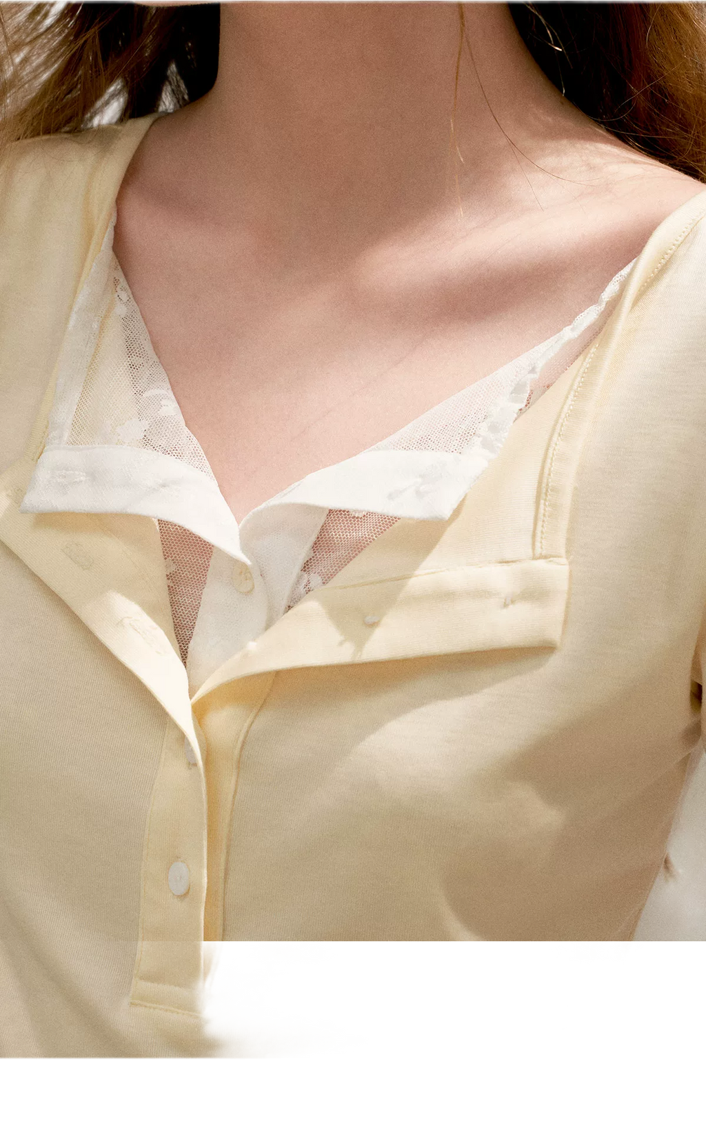 Double-Layer Collar Lace T-Shirt