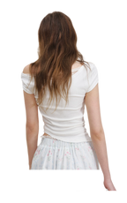 Asymmetric Lace Short Sleeve T-Shirt