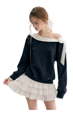 Balletcore Lace Collar Sweatshirt