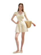 Lace V-Neck Short Sleeve A-Line Dress