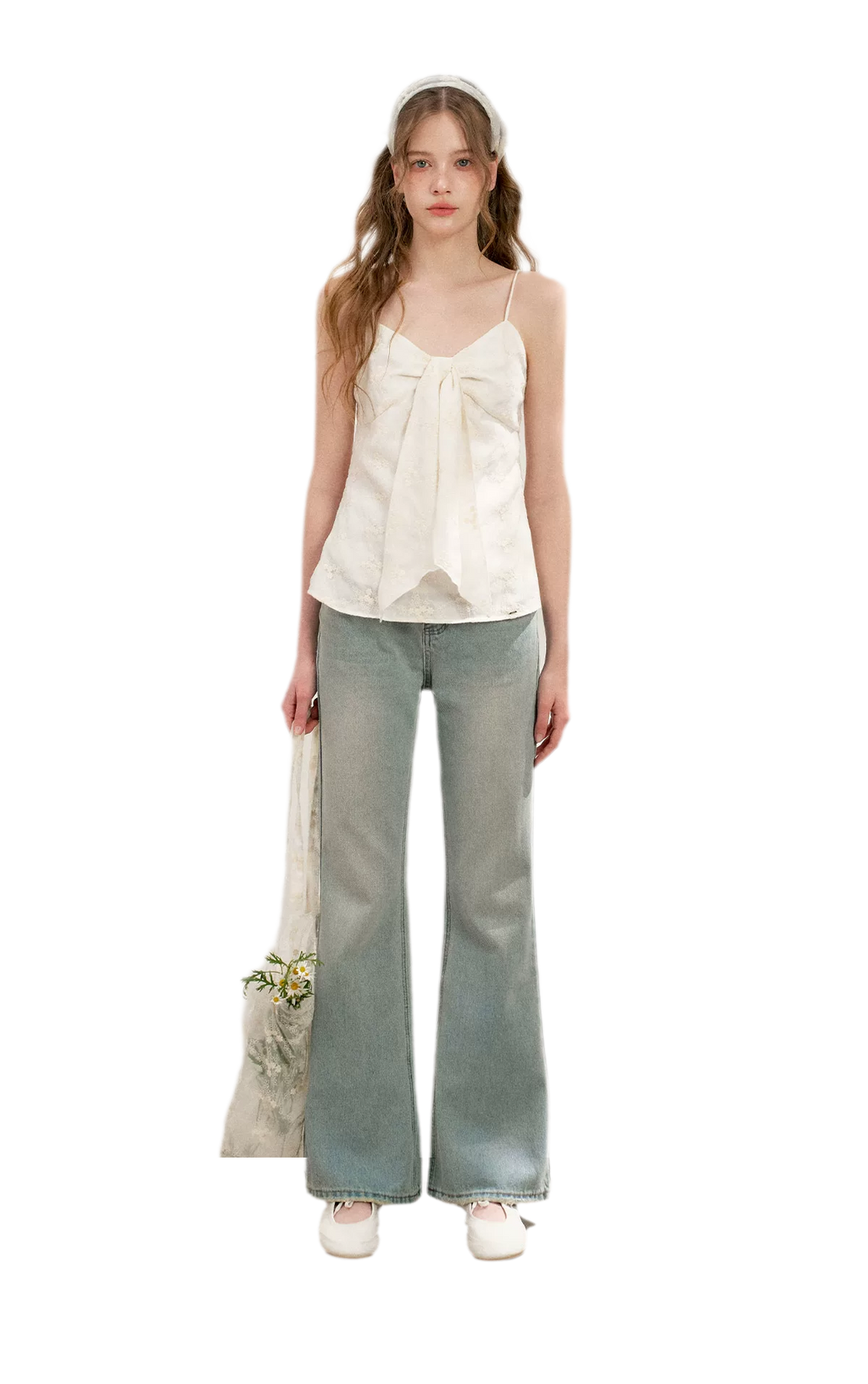 Lace Trim Flare Jeans