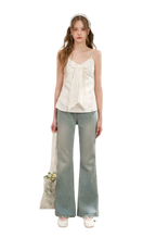 Lace Trim Flare Jeans