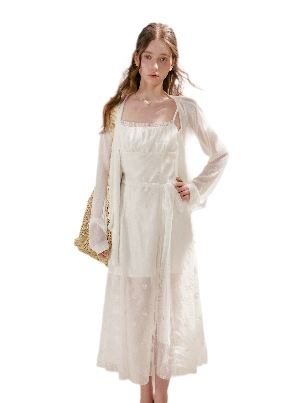 French Embroidered A-line Dress
