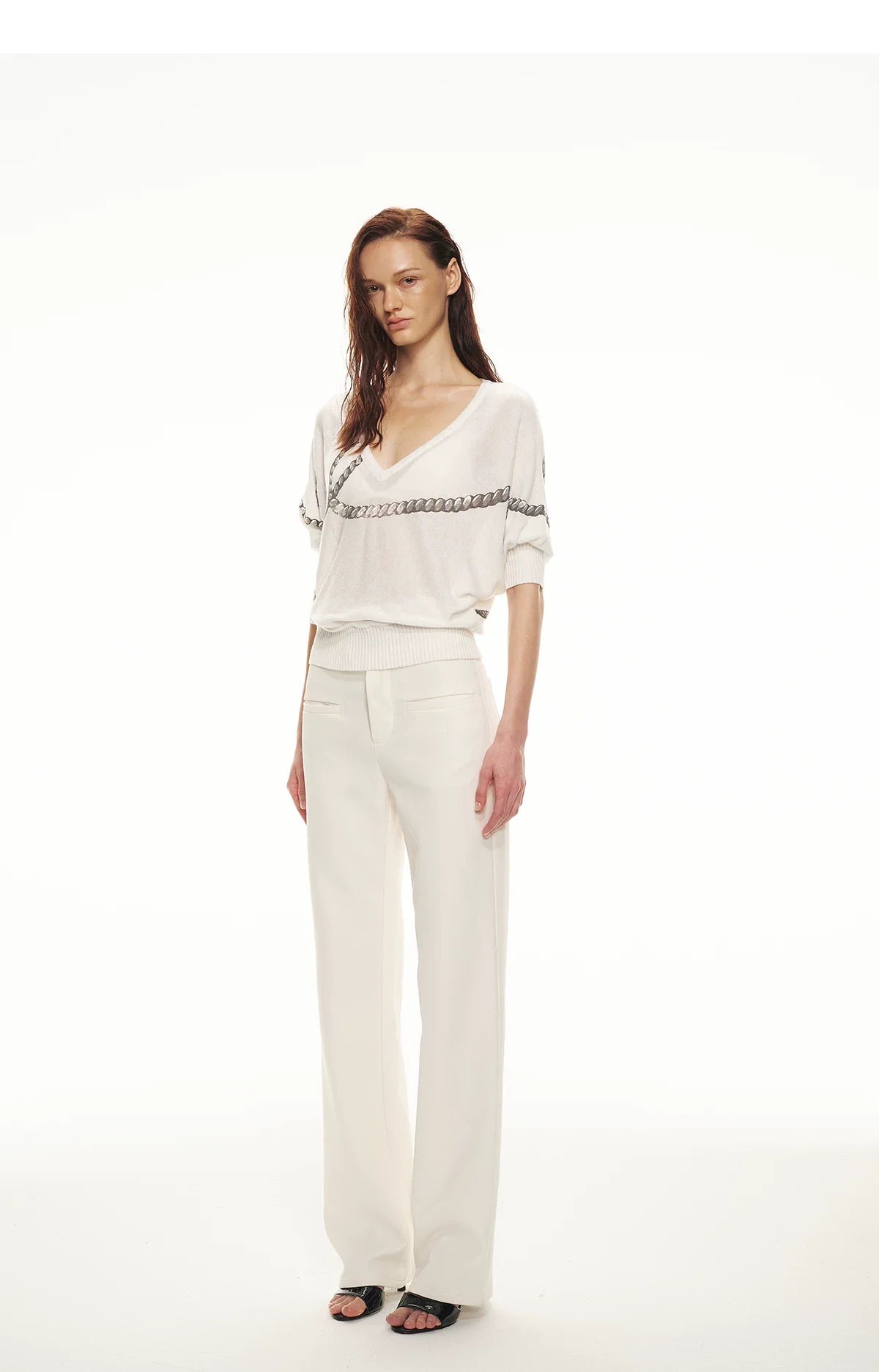Classic Off-White Slim Straight Trousers