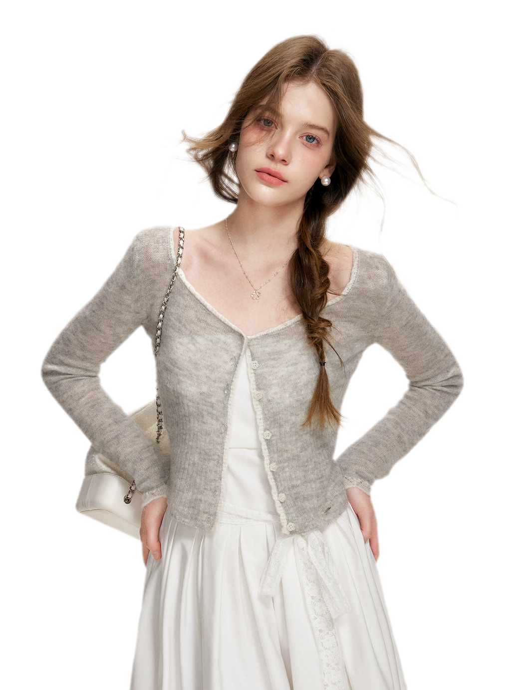 Alpaca Trim Cropped Cardigan