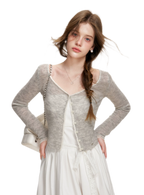 Alpaca Trim Cropped Cardigan