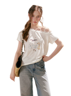 Tencel Lace Puppy Print T-Shirt