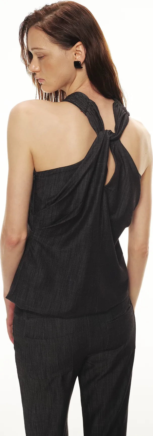 Tencel Hollow Halter Top & Flared Pants Set