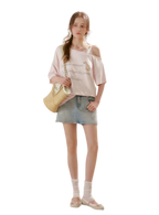 Shiny Denim A-line Skirt
