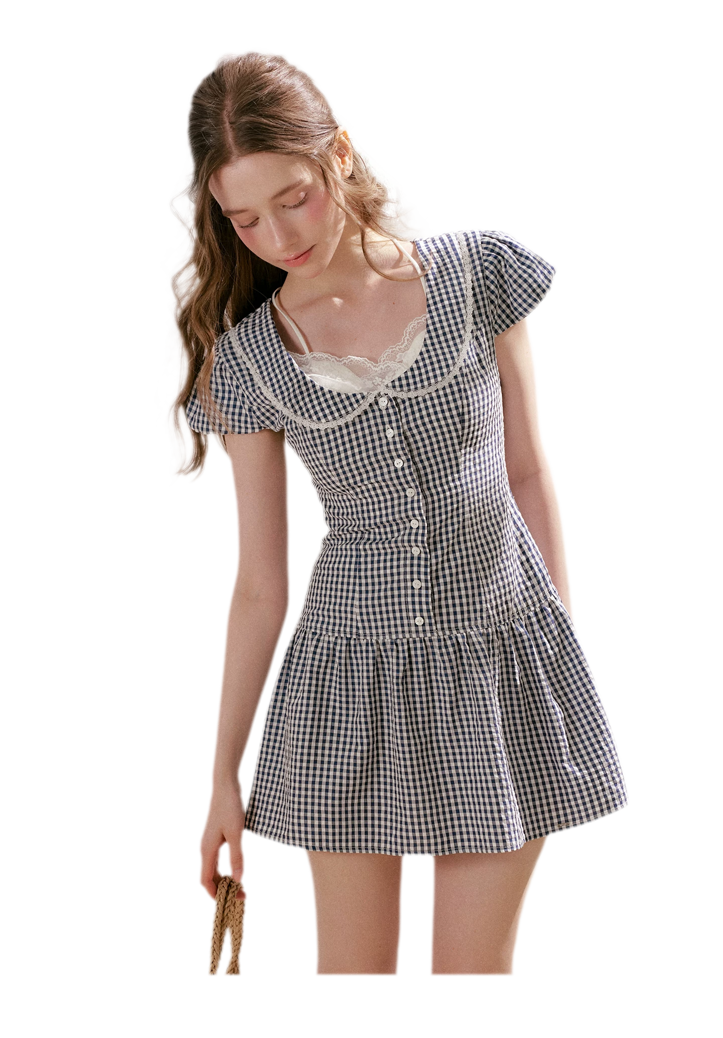 Lace Vintage Plaid Dress
