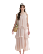 Chiffon Floral Halter Long Dress