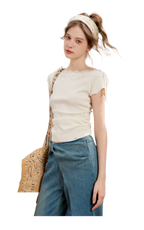 Soft Cotton Wide-Leg Jeans with Bow Detail