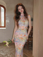 Spring Oil Painting Qipao Dress
