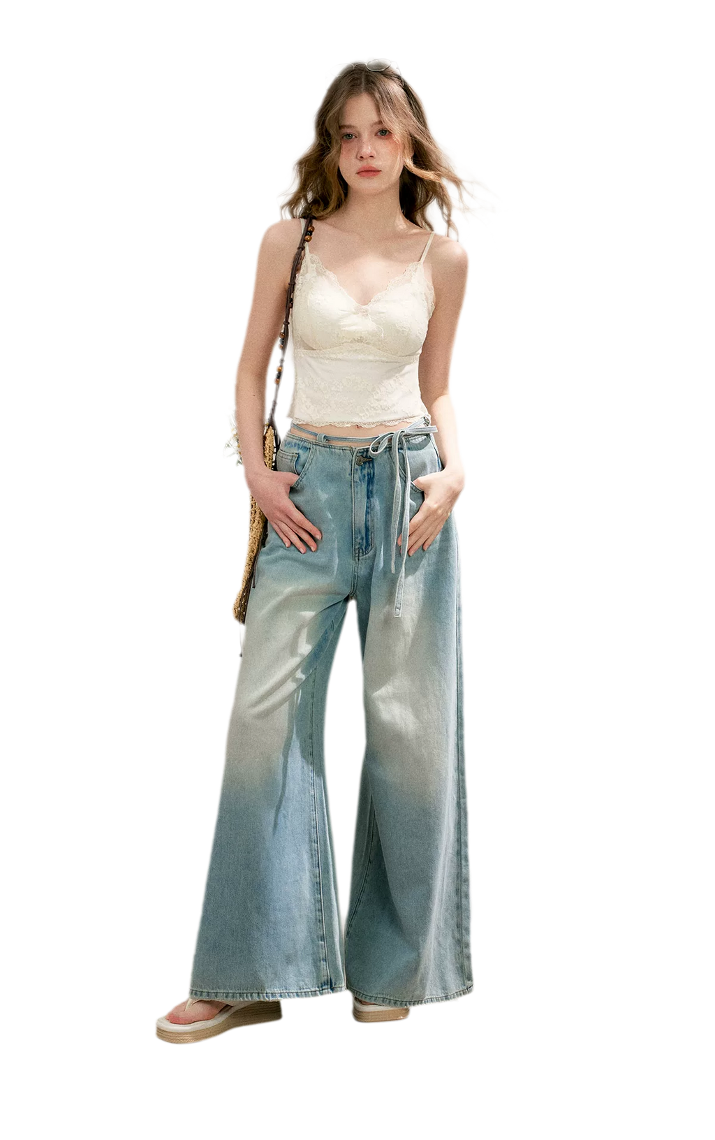 Bow Wide-Leg Jeans
