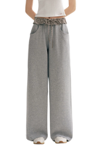 Contrast Plaid Wide Sweatpants