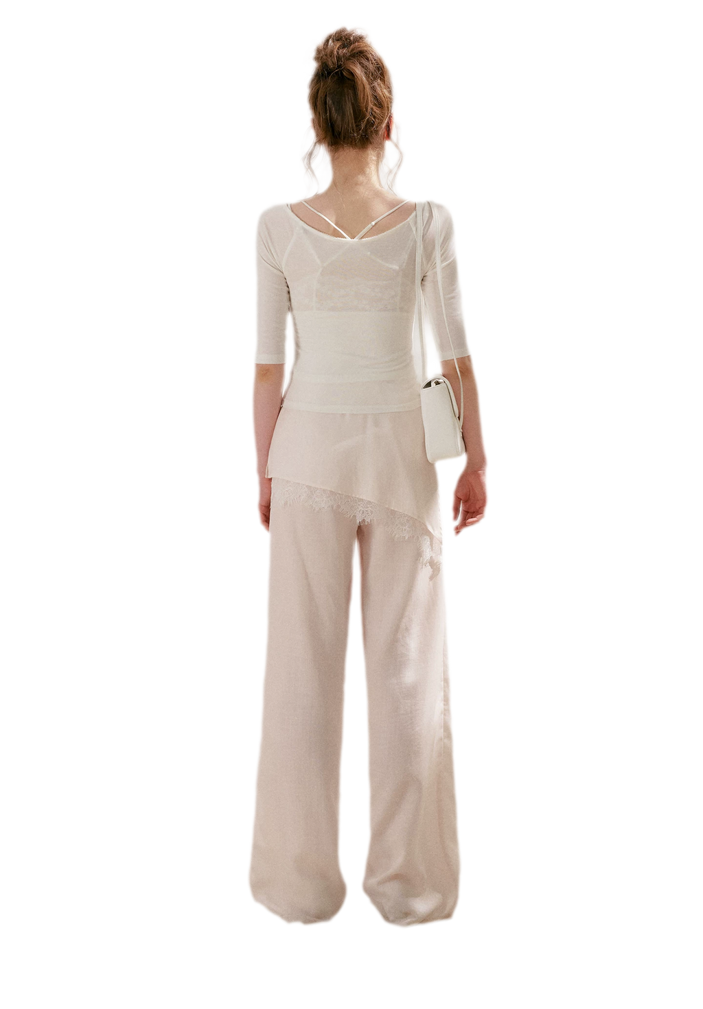 Lace Detail Casual Wide-Leg Pants